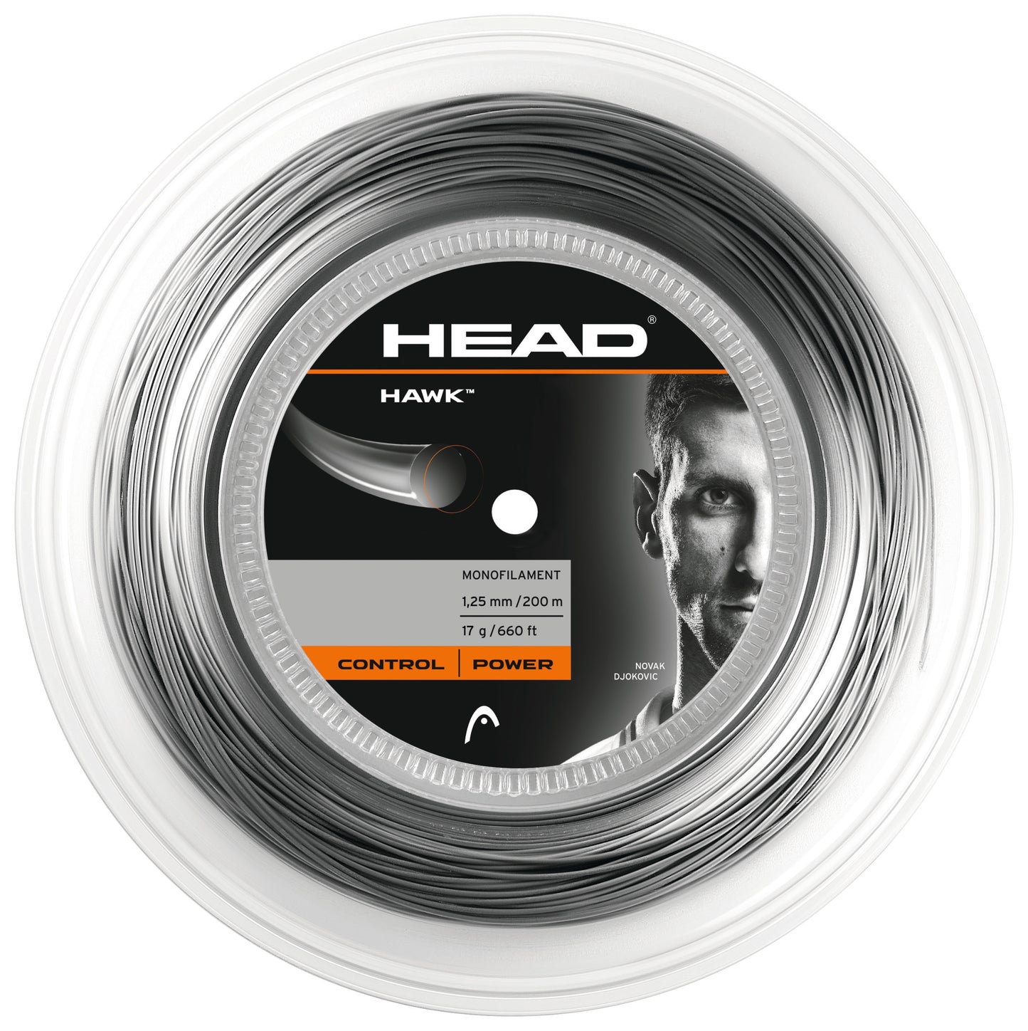 HEAD Hawk 17g/1.25mm Tennis String 200m Reel Grey