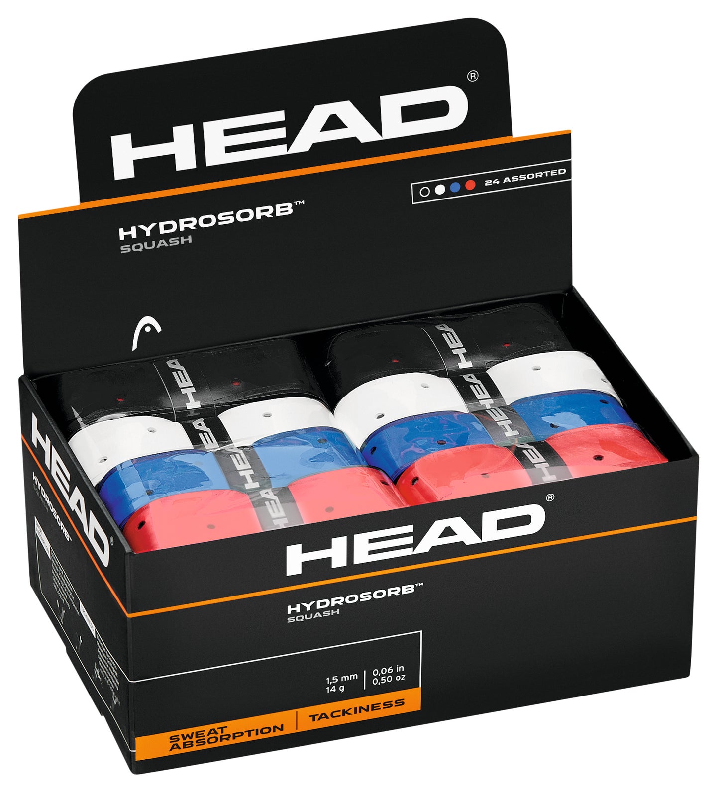 HEAD Hydrosorb Squash Grip 24pc Box Assorted