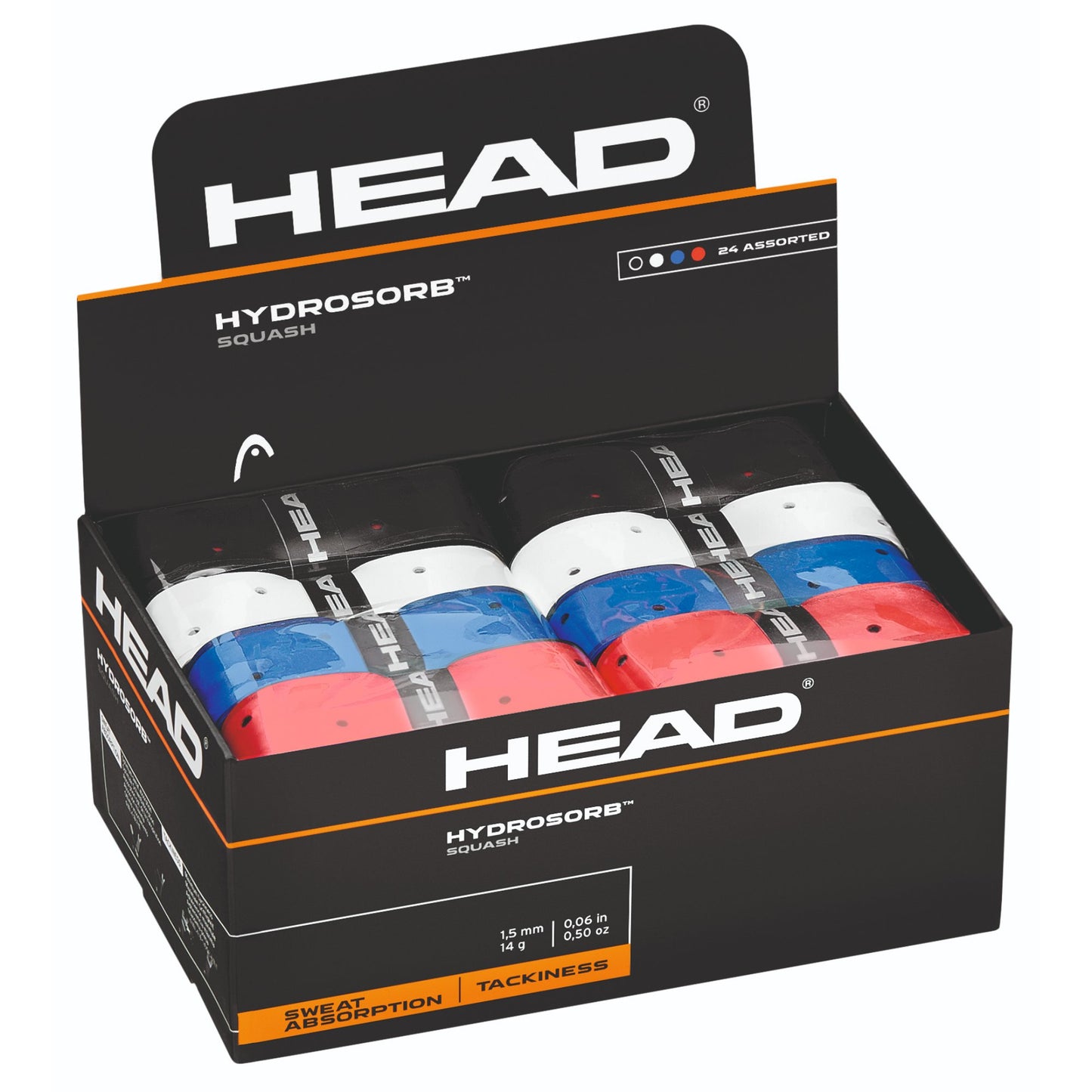 HEAD Hydrosorb Squash Grip 24pc Box Assorted