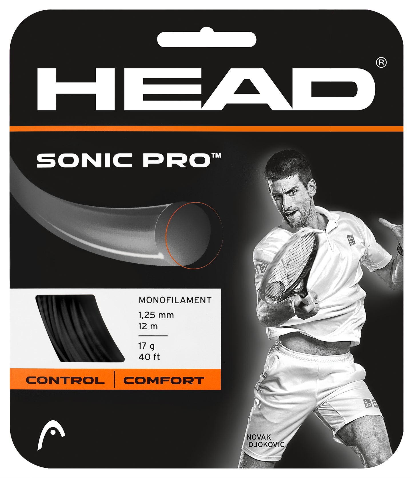 HEAD Sonic Pro Tennis String 17g/1.25mm Black 12m Set