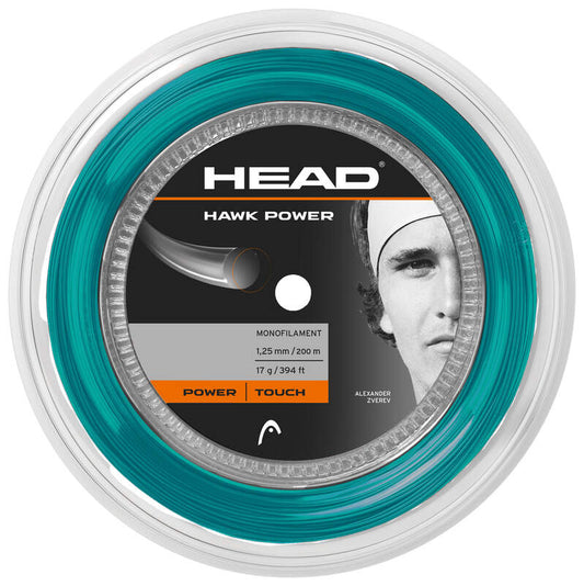 HEAD Hawk Power 17g/1.25mm Tennis String 200m Reel Petrol