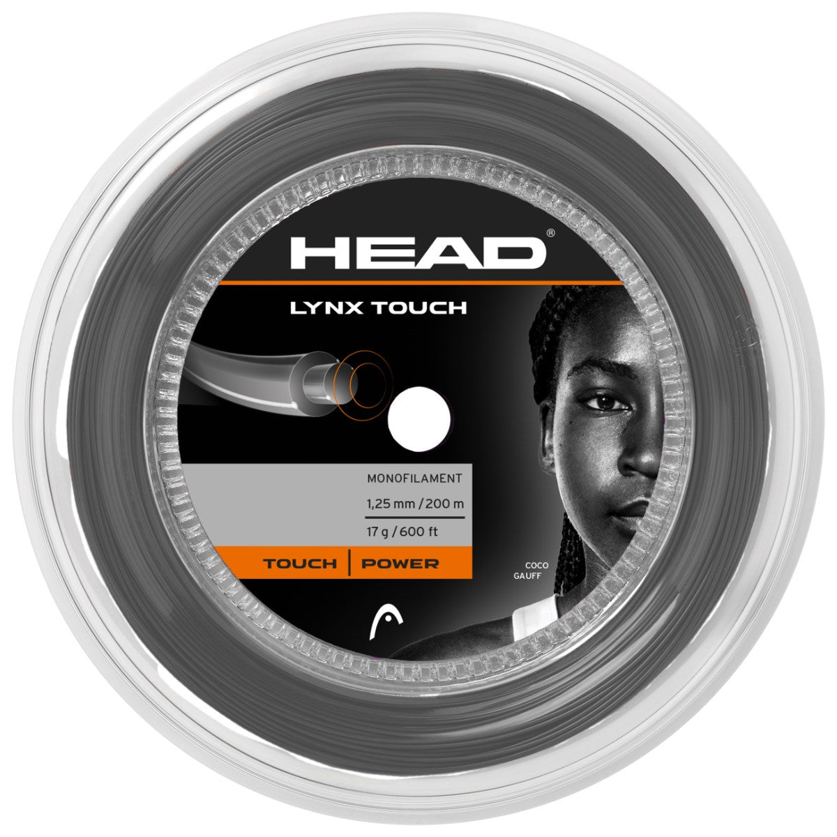 HEAD Lynx Touch 17g/1.25mm Tennis String 200m Reel Translucent Black