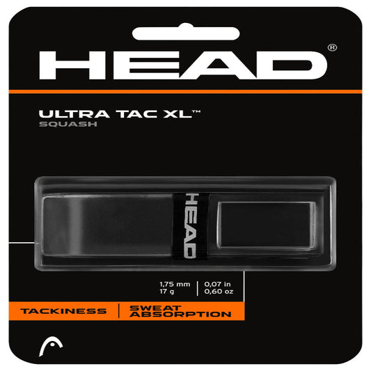 HEAD Ultra Tac XL squash product packaging on a black background