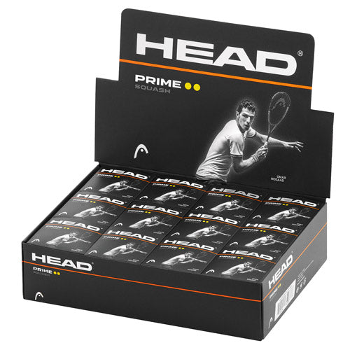 HEAD Prime Double Yellow Dot Squash Ball Dozen